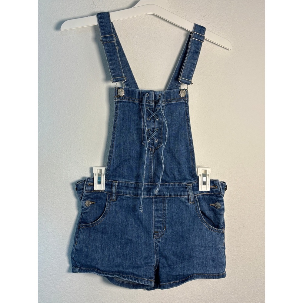 PacSun Denim Lace Up Front Shortalls Medium Wash Blue Overalls Womens‎ 24
